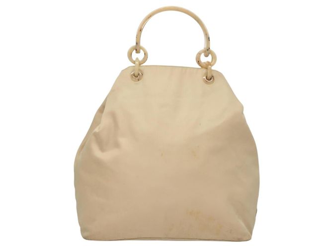 PRADA Borsa a mano in nylon beige argento autentica bs28225 - vista 3