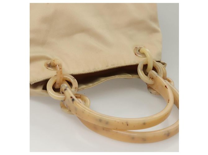 PRADA Borsa a mano in nylon beige argento autentica bs28225 - vista 7