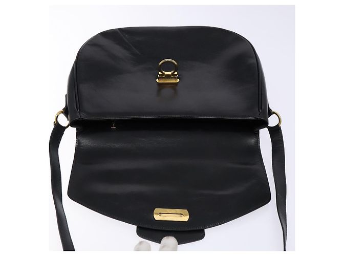 Borsa a Spalla Gancini in Pelle Nera e Oro Auth BA4219 di Salvatore Ferragamo Nero D'oro - vista 15