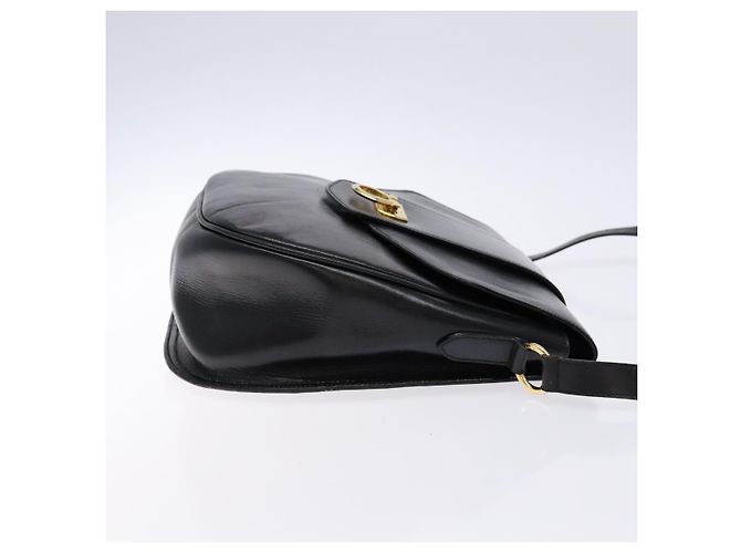 Borsa a Spalla Gancini in Pelle Nera e Oro Auth BA4219 di Salvatore Ferragamo Nero D'oro - vista 4