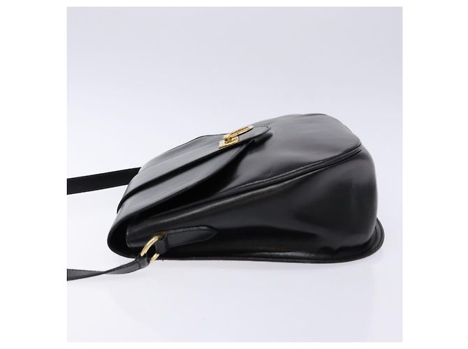 Borsa a Spalla Gancini in Pelle Nera e Oro Auth BA4219 di Salvatore Ferragamo Nero D'oro - vista 5