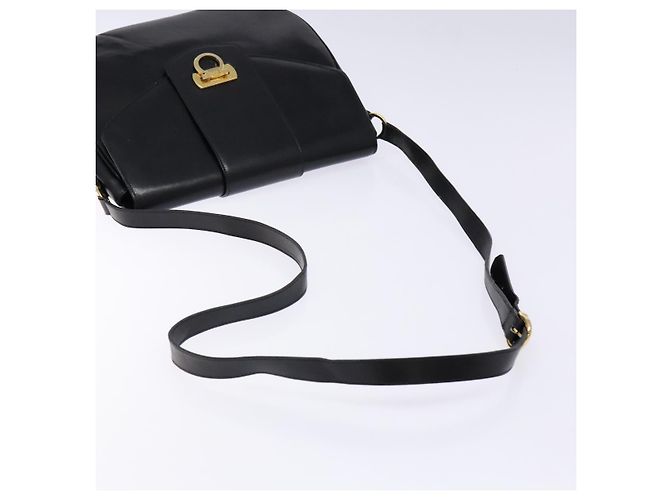 Borsa a Spalla Gancini in Pelle Nera e Oro Auth BA4219 di Salvatore Ferragamo Nero D'oro - vista 7