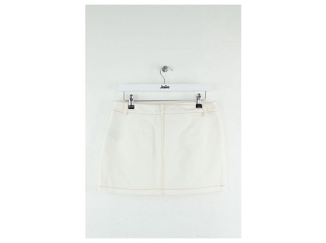 Autre Marque Mini falda blanca de algodón Blanco - vista 3