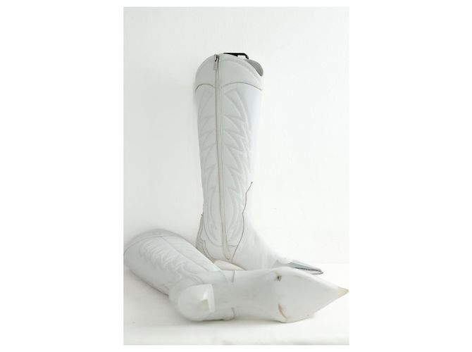 Bruno Magli Botas de cuero blancas - vista 3