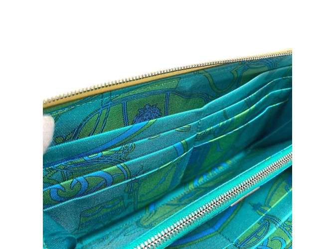 Hermès Azap Long Silk'in Geldbörse Grün Gelb - Ansicht 11