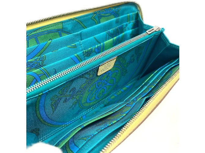 Hermès Azap Long Silk'in Geldbörse Grün Gelb - Ansicht 12