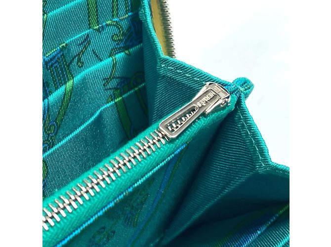 Hermès Azap Long Silk'in Geldbörse Grün Gelb - Ansicht 14