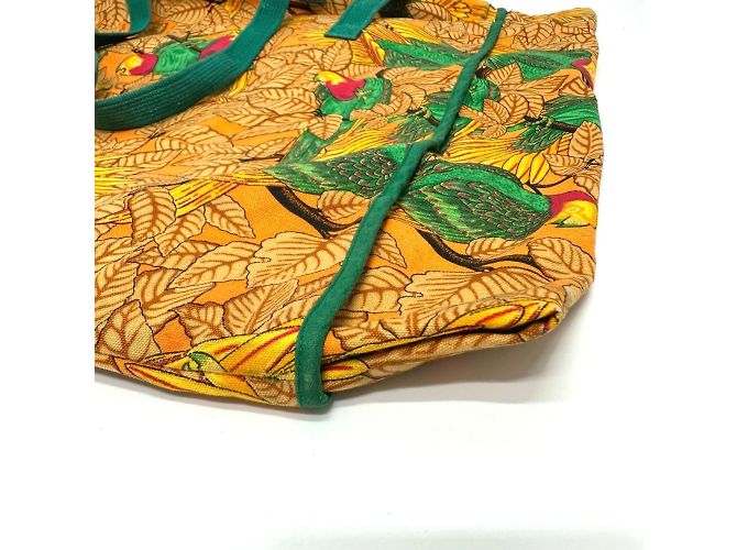 Bolso tote de lona con estampado de loro Hermès Naranja - vista 3