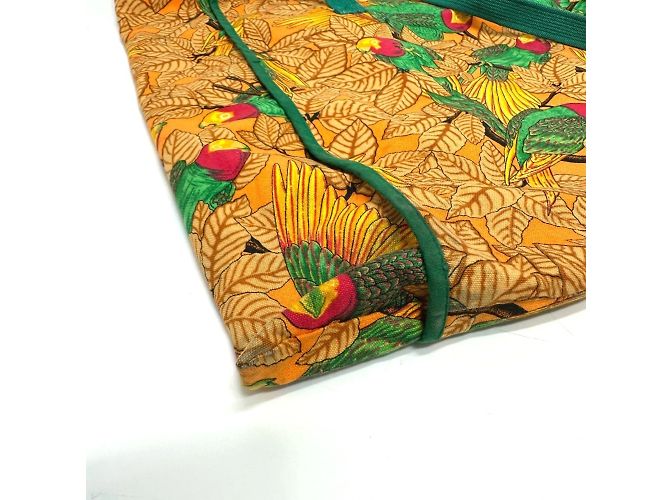 Bolso tote de lona con estampado de loro Hermès Naranja - vista 4