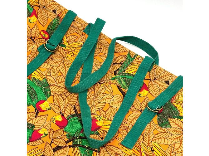 Bolso tote de lona con estampado de loro Hermès Naranja - vista 7