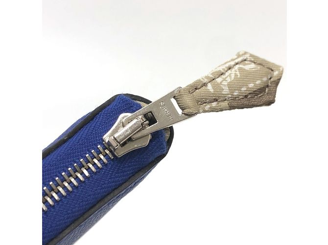 Cartera con cremallera redonda Azap Long Silk'in de Hermès Azul - vista 5