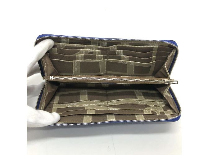 Cartera con cremallera redonda Azap Long Silk'in de Hermès Azul - vista 7