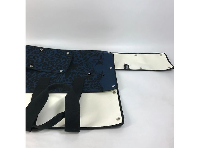Borsa a spalla con stampa leopardata Hermès Nero Blu navy - vista 12