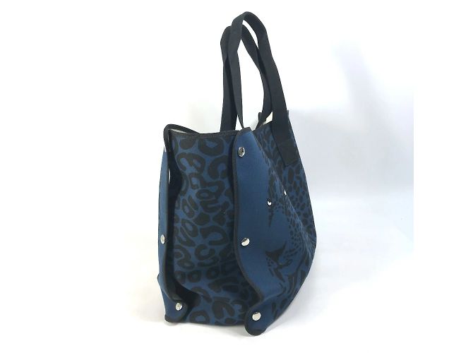 Borsa a spalla con stampa leopardata Hermès Nero Blu navy - vista 3