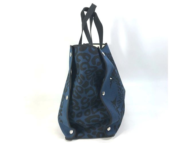 Borsa a spalla con stampa leopardata Hermès Nero Blu navy - vista 4