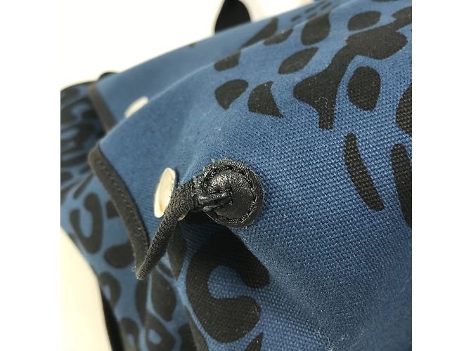Borsa a spalla con stampa leopardata Hermès Nero Blu navy - vista 7