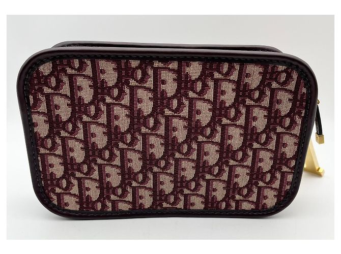 Pochette Christian Dior Diorquake in Pelle Bordeaux e Tela Monogramma - vista 2