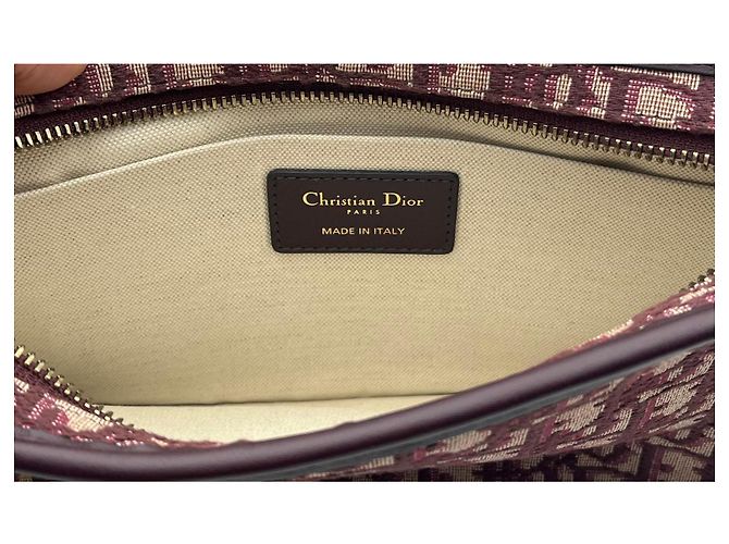 Pochette Christian Dior Diorquake in Pelle Bordeaux e Tela Monogramma - vista 4