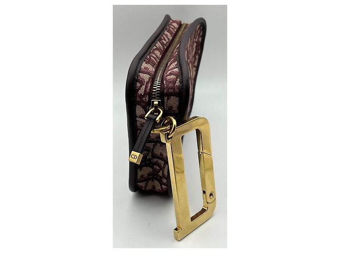 Pochette Christian Dior Diorquake in Pelle Bordeaux e Tela Monogramma - vista 5