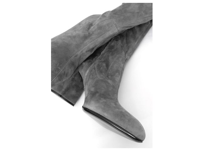 Botas de camurça cinza acima do joelho Prada Outono 2015 - vista 6