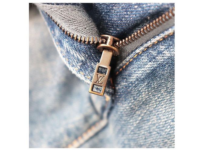 Pantalon en denim en agneau Monogram Louis Vuitton Bleu - vue 3