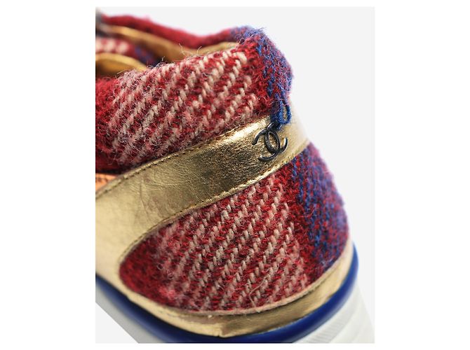 Chanel Multifarbige Tartan-Leder- und Tweed-CC-Sneaker - Größe EU 39 - Ansicht 6