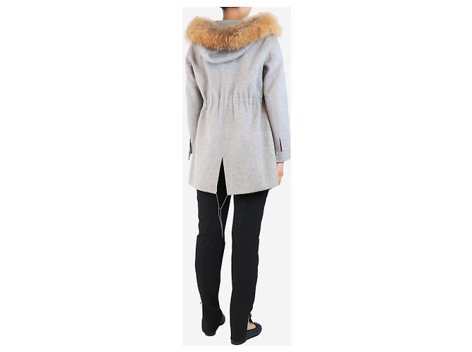 Weekend Max Mara Cappotto di lana grigio con cappuccio - taglia UK 8 - vista 2