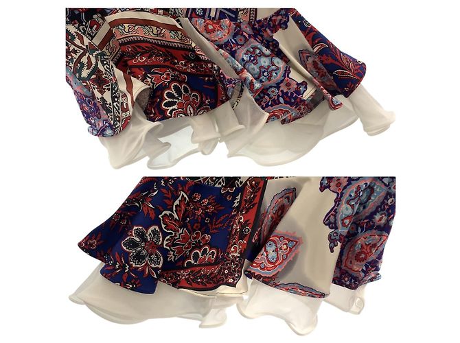 Louis Vuitton Patchwork Asymmetrischer Seiden-Rayon-Rock Rot Blau Mehrfarben - Ansicht 4