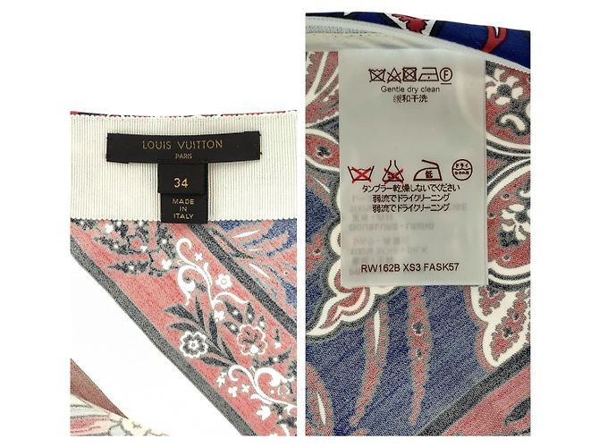 Louis Vuitton Patchwork Asymmetrischer Seiden-Rayon-Rock Rot Blau Mehrfarben - Ansicht 5