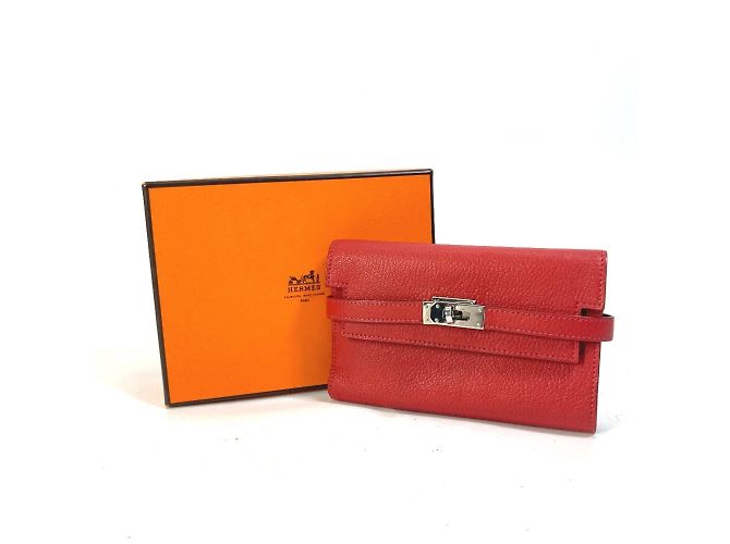 Hermès Hermes Kelly Wallet Medium Compact Trifold Red - view 14