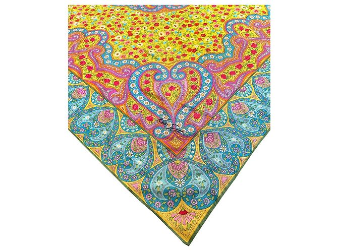 Ken Scott Schal aus Baumwolle und Lurex mit buntem Blumenmuster und Zickzackmuster Mehrfarben - Ansicht 2