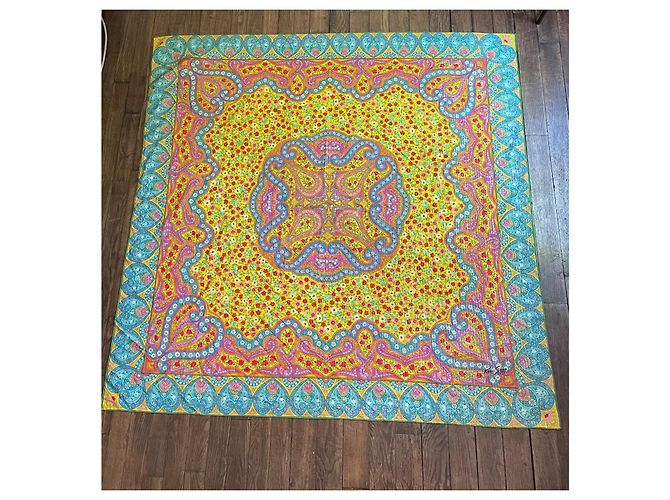 Ken Scott Schal aus Baumwolle und Lurex mit buntem Blumenmuster und Zickzackmuster Mehrfarben - Ansicht 4