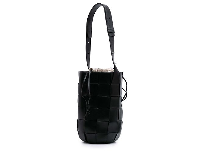 Cassette Secchiello Lantern Casette Intrecciato in Nappa Nera di Bottega Veneta Nero - vista 2