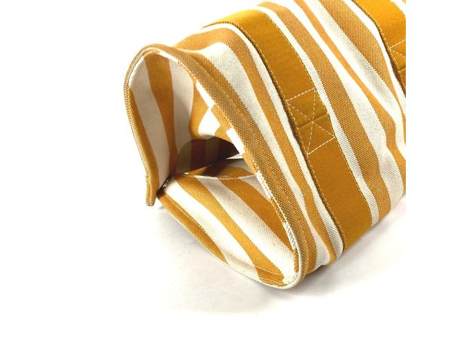 Hermès Gestreifte Tote Bag Hermes Cannes PM Weiß Orange - Ansicht 10