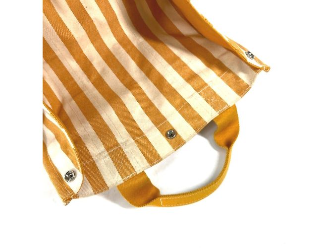 Hermès Gestreifte Tote Bag Hermes Cannes PM Weiß Orange - Ansicht 12