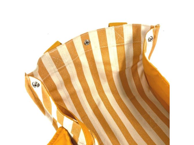 Hermès Gestreifte Tote Bag Hermes Cannes PM Weiß Orange - Ansicht 13