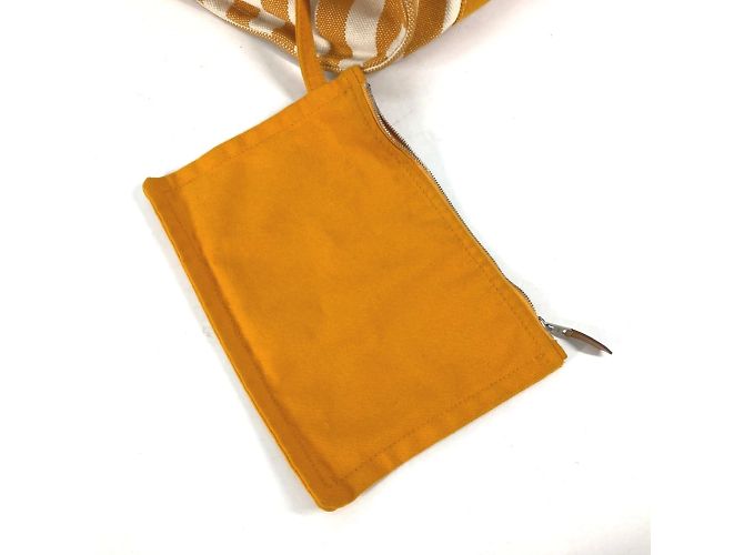 Hermès Gestreifte Tote Bag Hermes Cannes PM Weiß Orange - Ansicht 14