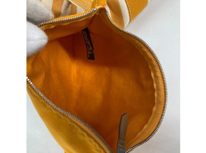 Hermès Gestreifte Tote Bag Hermes Cannes PM Weiß Orange - Ansicht 16