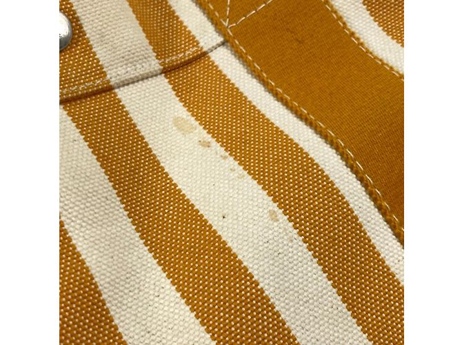 Hermès Gestreifte Tote Bag Hermes Cannes PM Weiß Orange - Ansicht 3