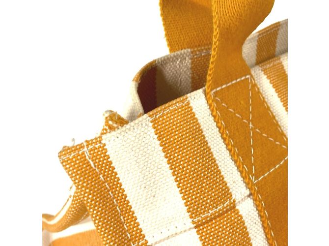 Hermès Gestreifte Tote Bag Hermes Cannes PM Weiß Orange - Ansicht 6