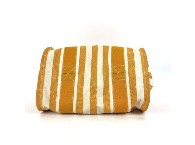 Hermès Gestreifte Tote Bag Hermes Cannes PM Weiß Orange - Ansicht 7