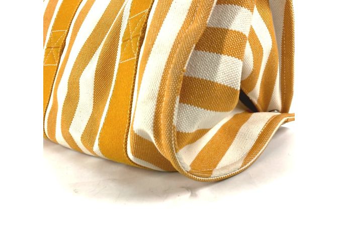Hermès Gestreifte Tote Bag Hermes Cannes PM Weiß Orange - Ansicht 9