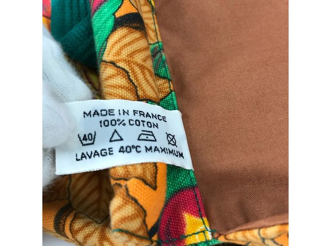 Hermès HERMES Große Vintage Schultertasche aus Canvas mit Vogelmotiv Grün Orange - Ansicht 12