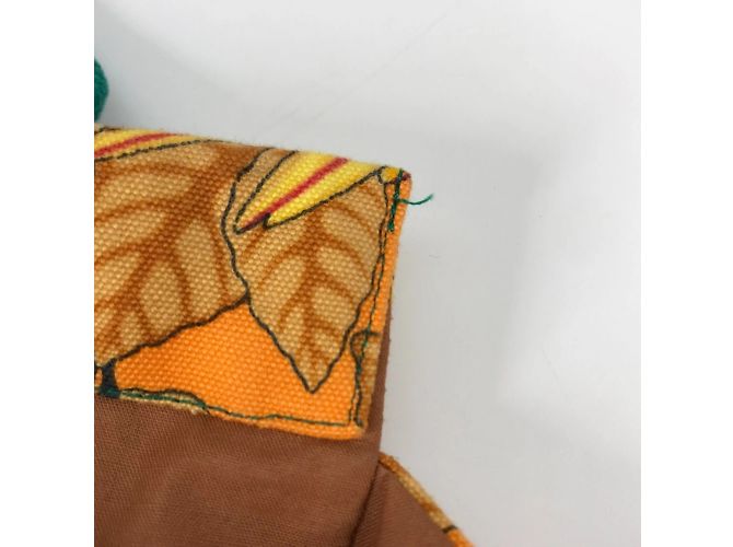 Hermès HERMES Große Vintage Schultertasche aus Canvas mit Vogelmotiv Grün Orange - Ansicht 13