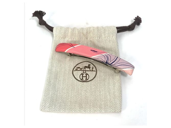 Horquilla de seda rosa Hermès - vista 12