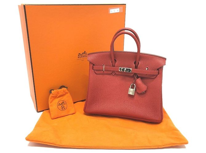 Borsa Tote Hermès Birkin 25 in pelle Togo Rosso - vista 15