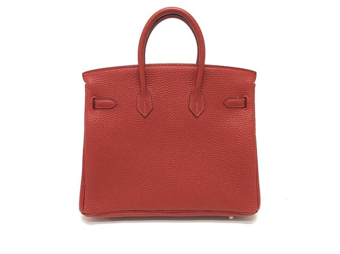 Borsa Tote Hermès Birkin 25 in pelle Togo Rosso - vista 2