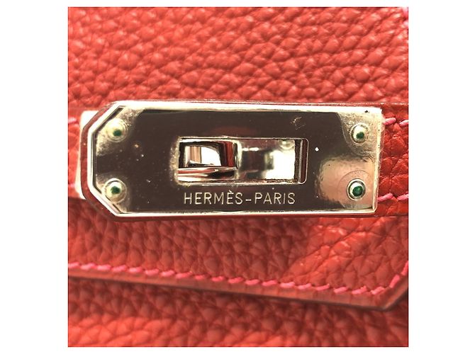 Borsa Tote Hermès Birkin 25 in pelle Togo Rosso - vista 8