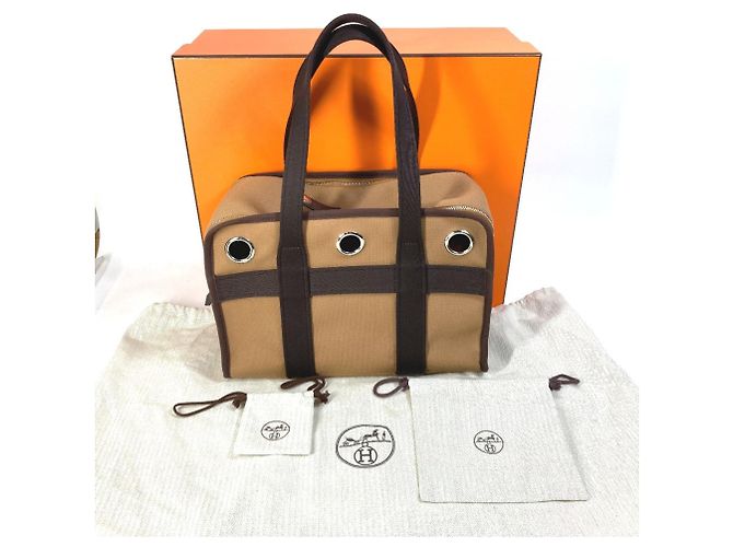 Borsa per cane Hermès H800639EK01 Marrone Rosso - vista 16