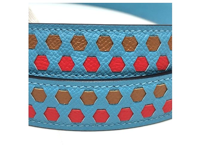 Correa de Hombro Hexagonal Traces de Cuir de Hermès Azul - vista 3